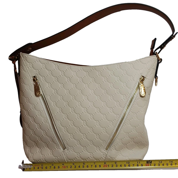 Bostanten Hobo Handbag Shoulder Tote Cream And Brown Gold Accents EUC - Picture 10 of 12